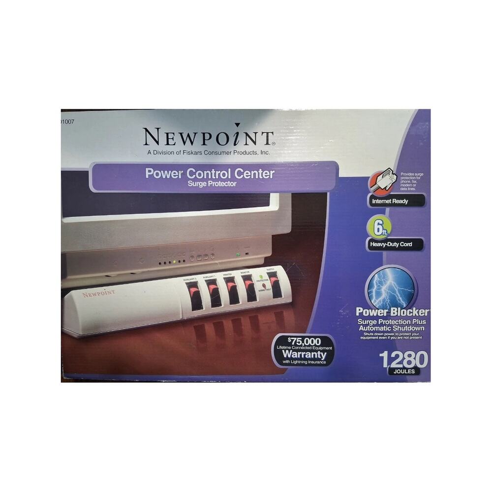 New In Box-Newpoint 1280 Joules Power Control Center / Surge Protector #01007